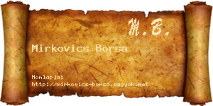 Mirkovics Borsa névjegykártya